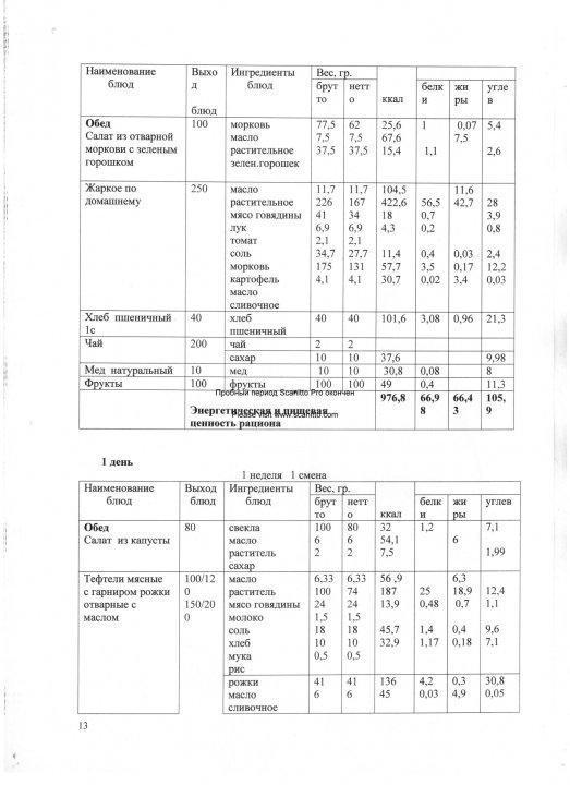 Конкурсная документация по питанию