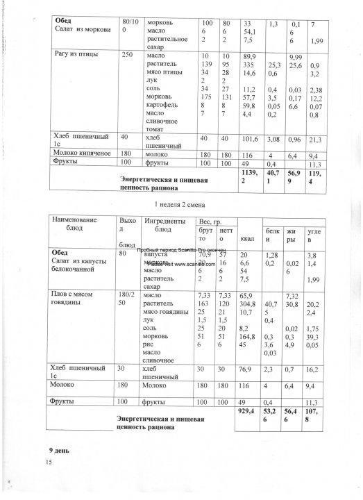 Конкурсная документация по питанию