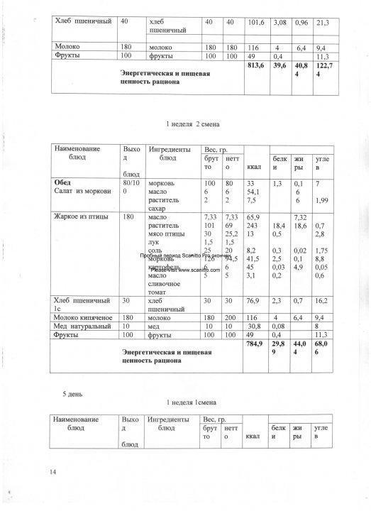 Конкурсная документация по питанию